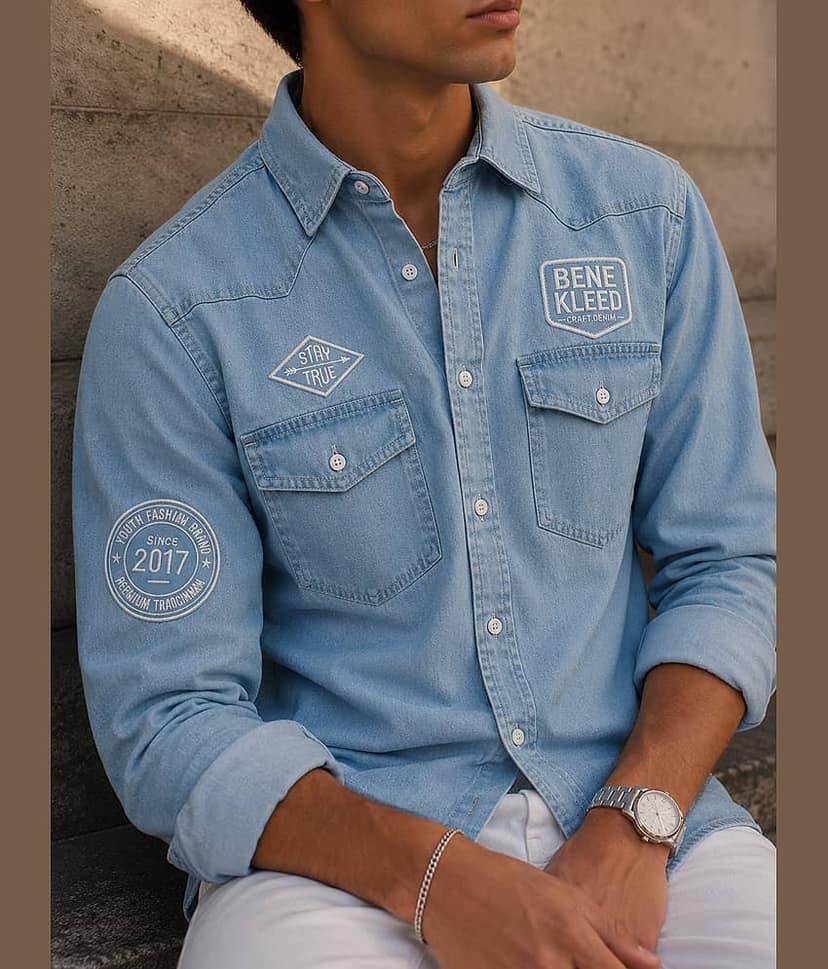 Bene Kleed 100% Cotton Regular Fit Self Design Full Sleeves Men's Casual Shirt - Blue ( Pack of 1 )