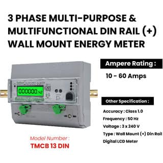 Digital Three Phase Din Rail Mount Energy Meter - TMCB 013 DIN view 2