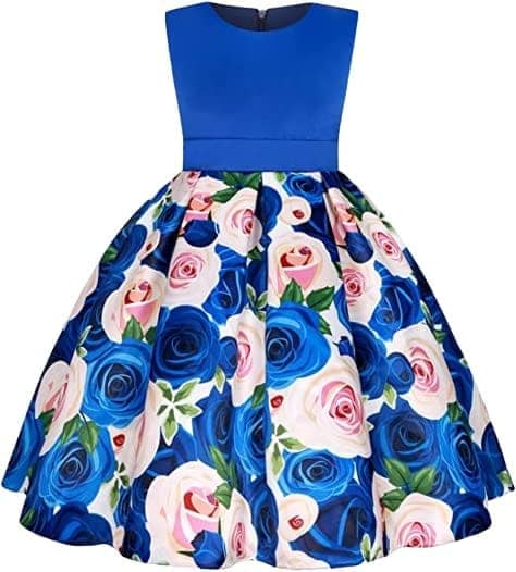 Buy & Try Girl's Satin 3D Flower Printed Frock Dress for Kids.