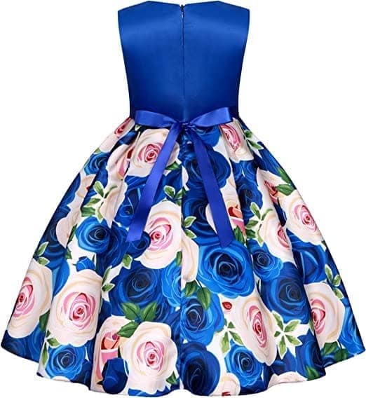 Buy & Try Girl's Satin 3D Flower Printed Frock Dress for Kids. view 2