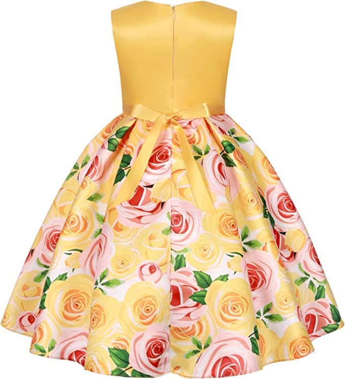 Buy & Try Girl's Satin 3D Flower Printed Frock Dress for Kids. view 8