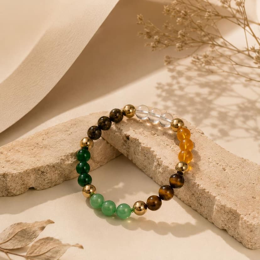 Shrifal Certified Dhan Yog Money Magnet Bracelet for Men & Women | Natural Pyrite, Citrine, Green Aventurine, Tiger Eye & Clear Quartz Crystal 8mm Beads | Wealth, Luck & Prosperity view 6