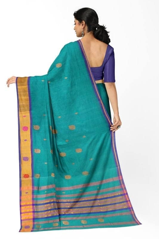APCO Handloom - Women's Venkatagiri Pure Cotton Handloom Saree, Blue 07 view 3