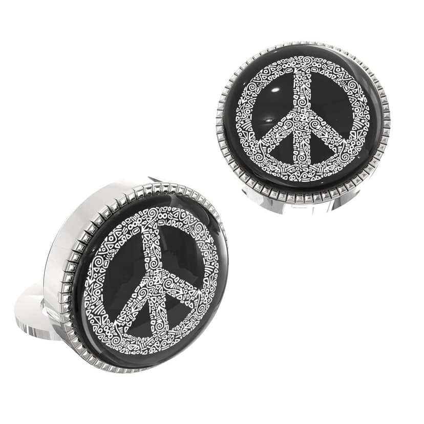 The Smart Buttons - Shirt Button Cover Cufflinks for Men - Peace Symbol Style view 2