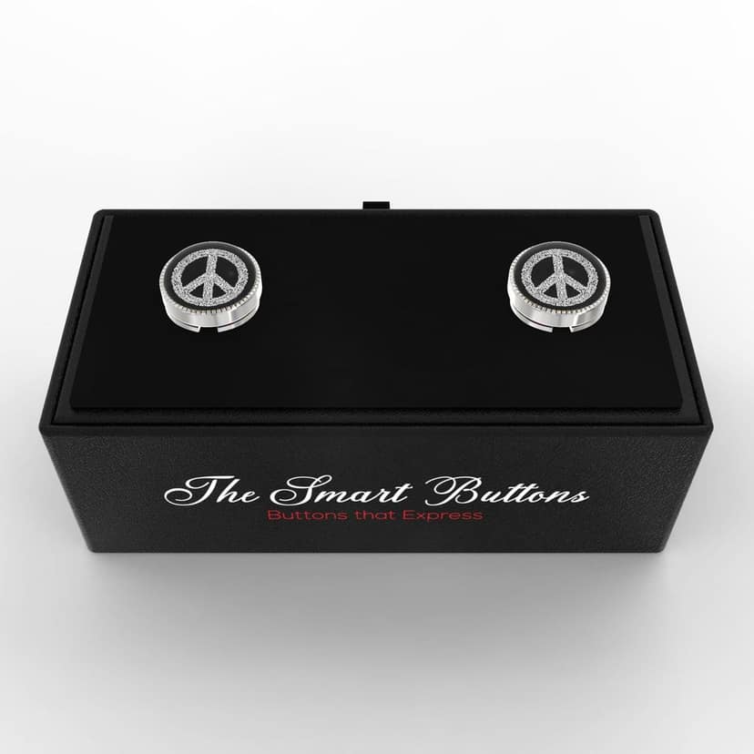 The Smart Buttons - Shirt Button Cover Cufflinks for Men - Peace Symbol Style view 3