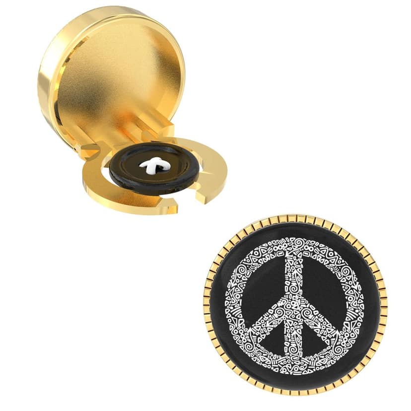 The Smart Buttons - Shirt Button Cover Cufflinks for Men - Peace Symbol Style view 7