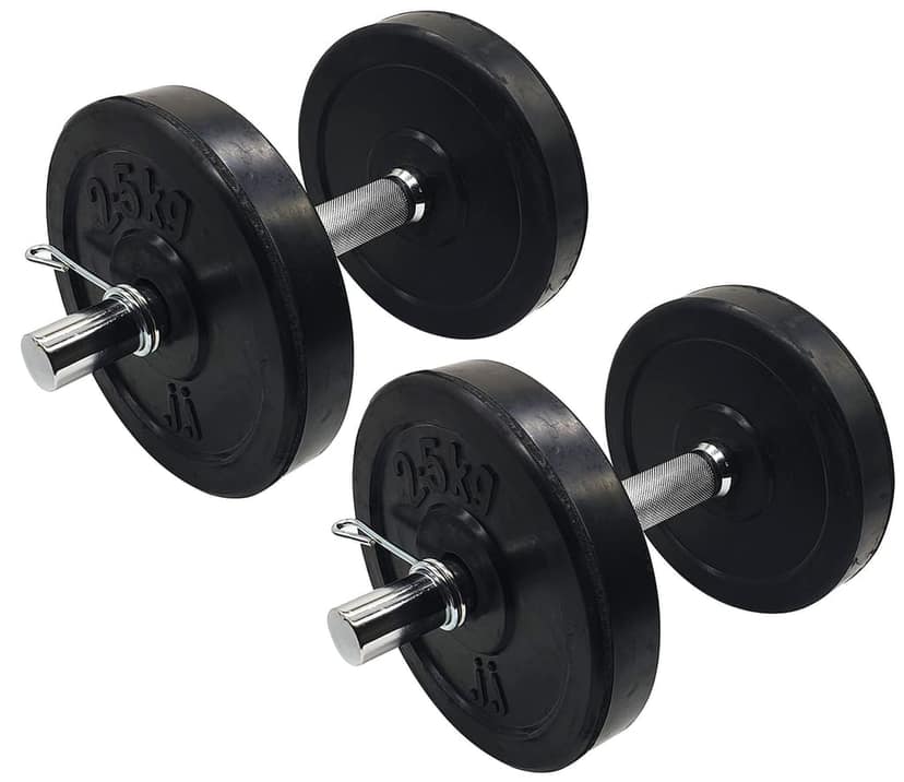 JJ Jonex Dumbbells, Rubber Dumbbells Set, 12Kg Rubber Dumbbell Plates with 25mm 1 Pair Steel Dumbbell Rods with Spring Locks view 2
