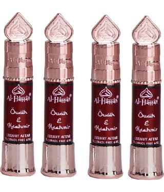 Al - Hassan Amber Non- Alcoholic Miniature Attar ( Pack of 4 )