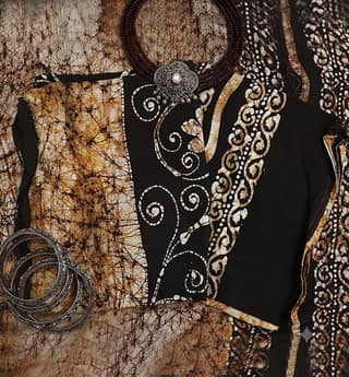 Handcrafted Batik Print 3 Piece Unstitched Muslin Silk Suit set