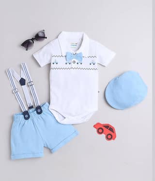 BUMZEE Pack of 1 Baby Boys Cotton Top & Shorts ( Blue )