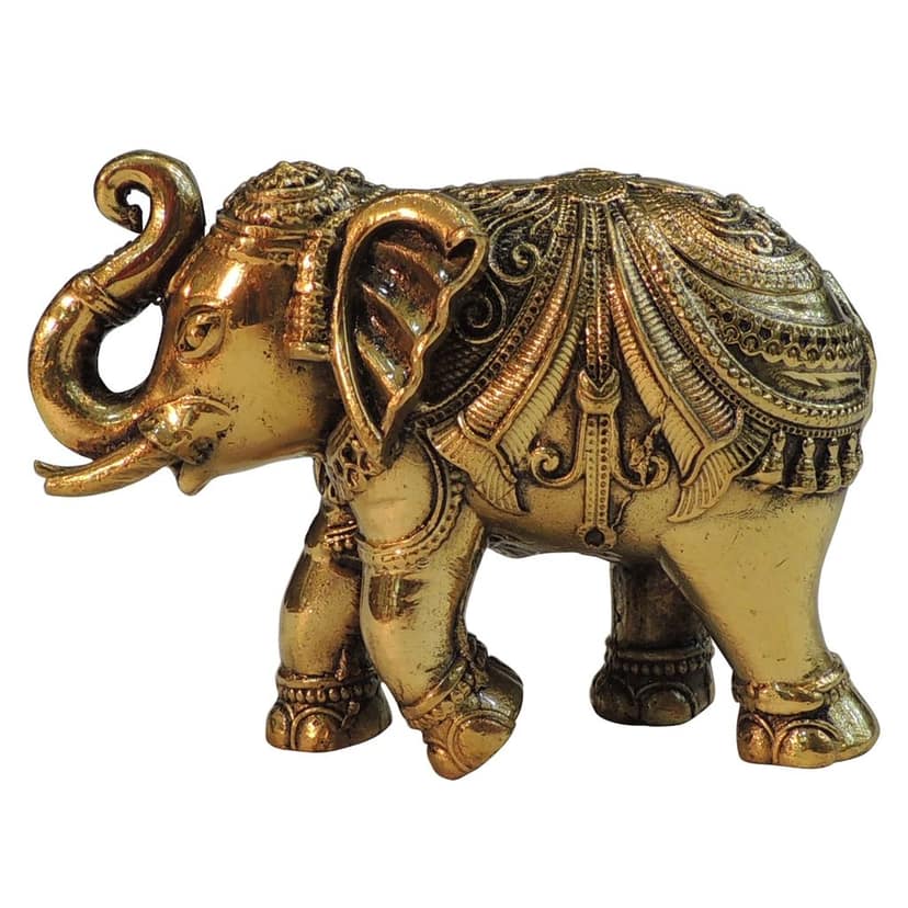 Brass Elephant God Idol Decorative Statue for Home Temple & Office, Height : 3 Inch (BSMAS1707 F) view 2
