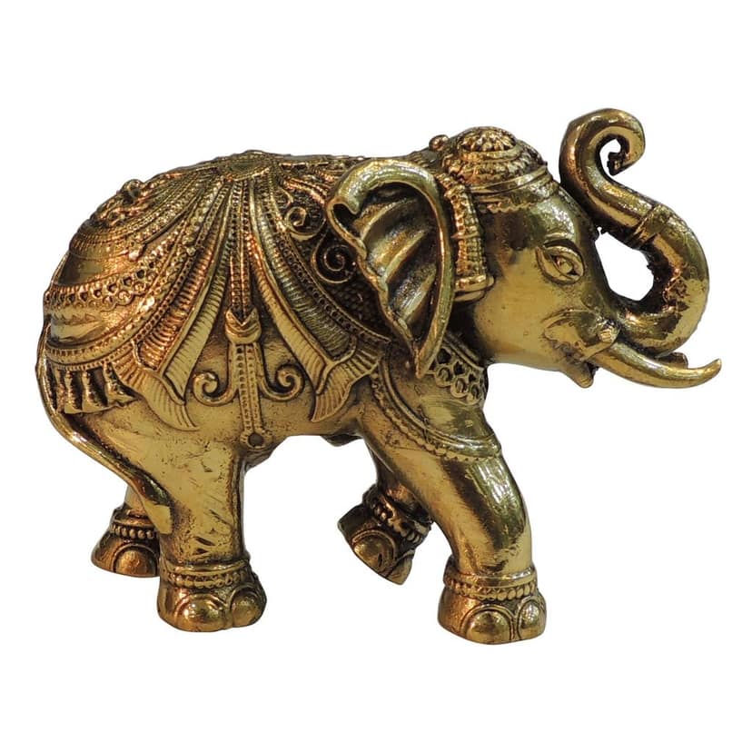 Brass Elephant God Idol Decorative Statue for Home Temple & Office, Height : 3 Inch (BSMAS1707 F) view 3
