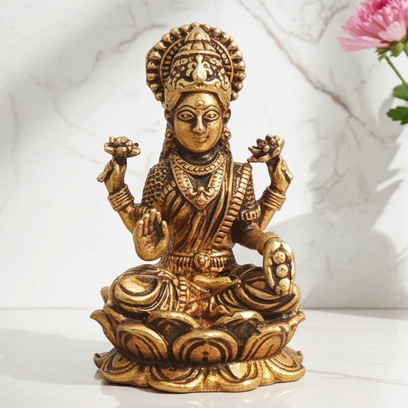 Brass Showpiece Laxmi Ji God Idol Statue, Made From Machine (BSMAS1686 L)