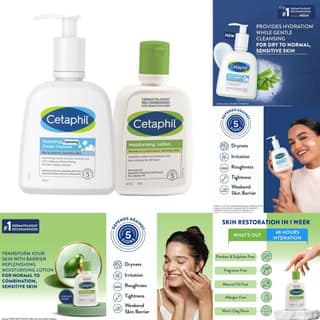Cetaphil Moisturising Lotion + Hydrating Foaming Cream Cleanser Combo (236 ml + 100 ml) Pack of 2