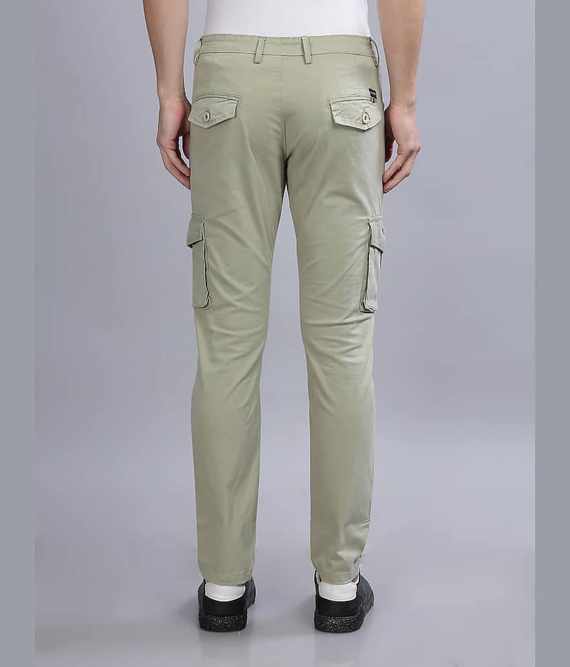Paul Street Slim Flat Men's Cargos - Olive Green ( Pack of 1 ) view 2