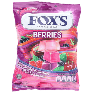Nestle Fox Crystal Clear Berries Candy - With Black Cherry, Wild & Rasp Berry, 90 G Pouch