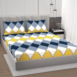 Yellow and Blue Diamond Pattern Bedding Set