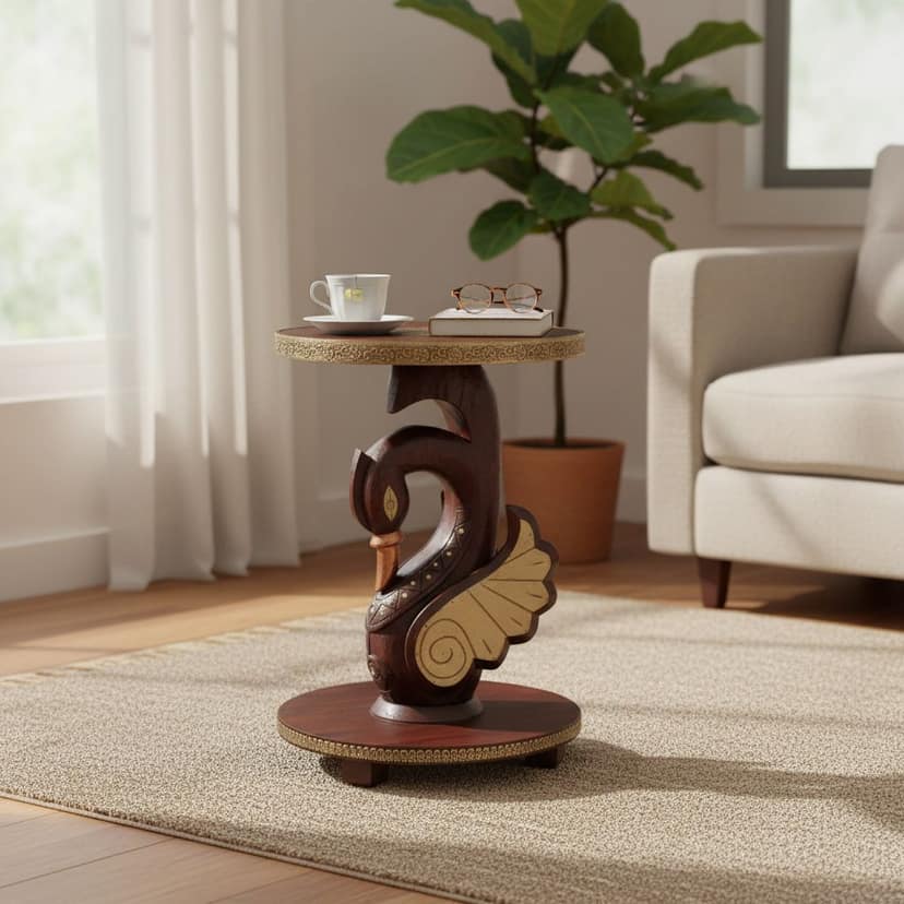Wooden Brass Metal Duck Coffee Table