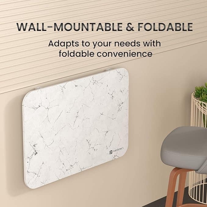 Portronics Metal My Buddy L Folding Wall Mounted Table for Study, Laptop, Home & Office view 3