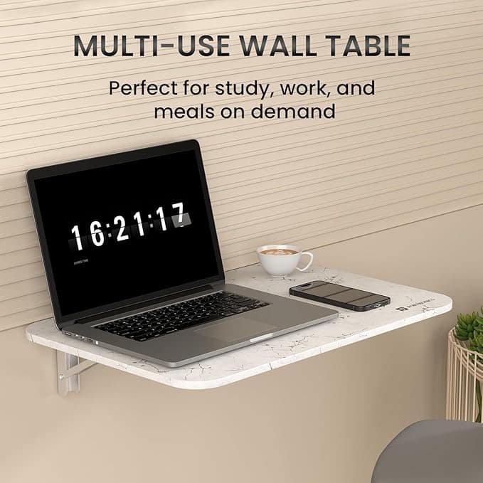 Portronics Metal My Buddy L Folding Wall Mounted Table for Study, Laptop, Home & Office view 4