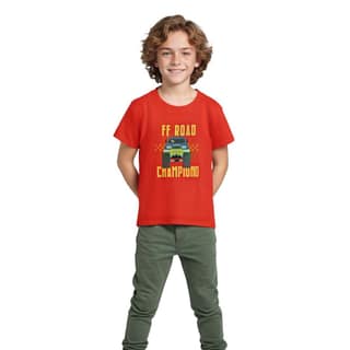 Boys T shirt Cotton Fiery Red Off Road Champion