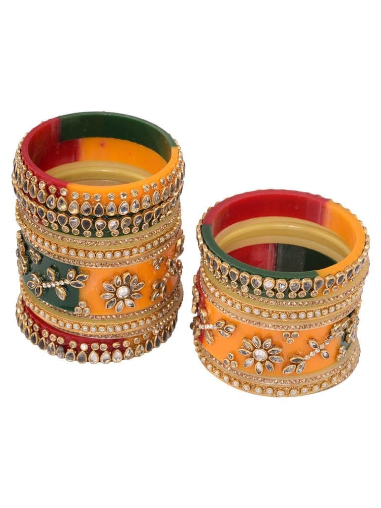 Gold Plated Set of 2 Multicolored traditional Kundan Bangles Bridal Chuda view 8