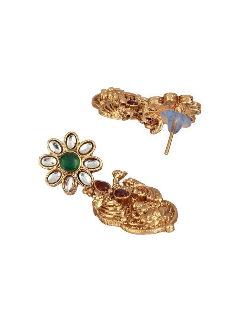 Gold Plated CZ Peacock Coin Temple Jewellery Set view 5