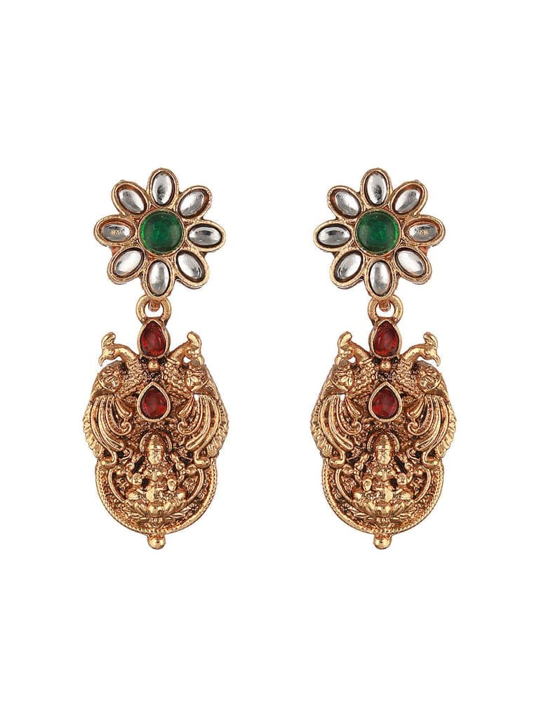 Gold Plated CZ Peacock Coin Temple Jewellery Set view 7