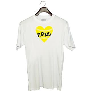 UDNAG Unisex Round Neck Graphic Ball, play ball Polyester T-Shirt White