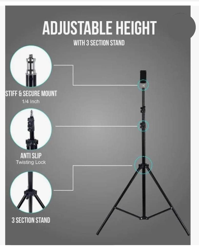 Tripod Stand adjst Upto 7 ft I with 360 Degree Ball Head Rotator & Mobile Holder for All Types of Mobile I Photography I Shooting I YouTube I Lightweight I Easy to Carry for Traveling I Metal I Black view 3