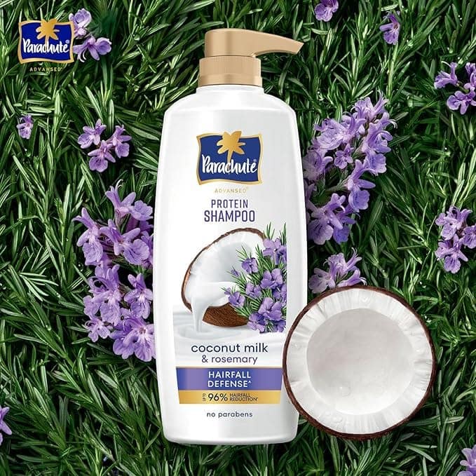 Parachute Advansed Protein Shampoo with Coconut Milk & Rosemary | Up to 96% Hair Fall Reduction & up to 23X Hair Fall Control | For Men & Women | 1.2L (Pack of 2) view 2