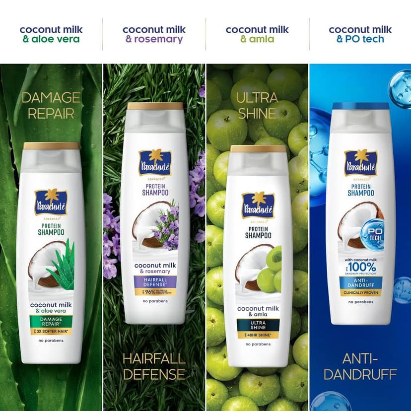 Parachute Advansed Protein Shampoo with Coconut Milk & Rosemary | Up to 96% Hair Fall Reduction & up to 23X Hair Fall Control | For Men & Women | 1.2L (Pack of 2) view 7