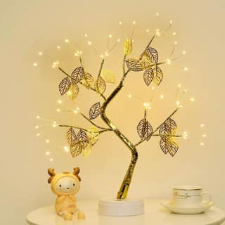 GLOWSERIE Golden Leaf LED Tree Lamp – Warm Light Decorative Table Lamp