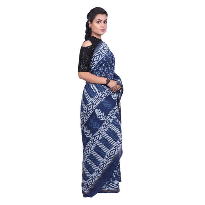 HANDLOOM CHANDERI PRINTED SAREE WITH BLOUSE (SKU - 1SCZ02191220 SAREE- 38) view 3