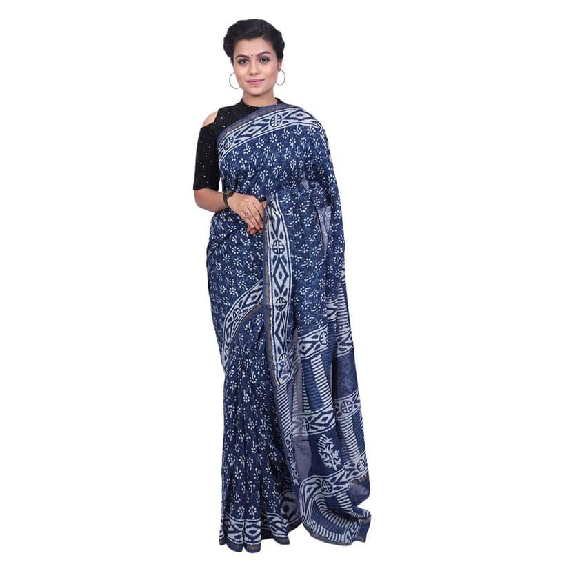 HANDLOOM CHANDERI PRINTED SAREE WITH BLOUSE (SKU - 1SCZ02191220 SAREE- 38) view 5