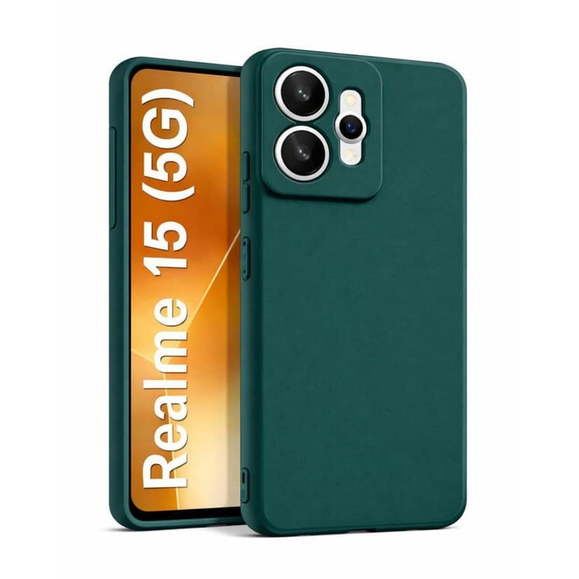 V3Deals Silicone Sand Blast Back Cover Compatible for Realme 15 5G, Raised Camera Bump Protection, Slim Lightweight Design with Velvet Fabric Lining | Silicone Shockproof | Matte Grip Case