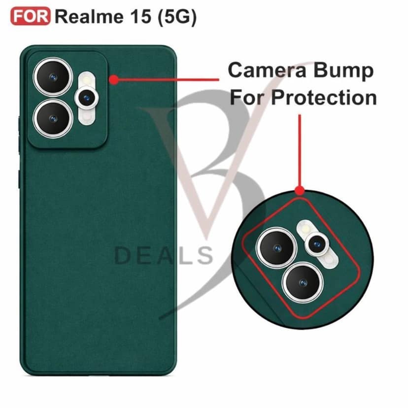 V3Deals Silicone Sand Blast Back Cover Compatible for Realme 15 5G, Raised Camera Bump Protection, Slim Lightweight Design with Velvet Fabric Lining | Silicone Shockproof | Matte Grip Case view 6