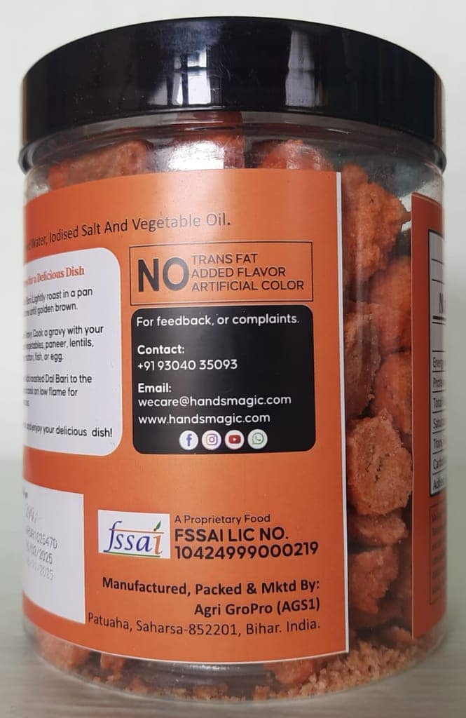 Hand’s Magic Masoor Dal Plain Bari | High Protein | Ready to Cook | 100% Homemade | No Preservatives | 200g view 4