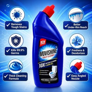 Toilet Cleaner Liquid 1L (Pack of 1) | Thick Formula Bathroom & Toilet Bowl Cleaner | Removes Tough Stains, Limescale & Odour | Kills 99.9% Germs | Deep Cleaning Toilet Cleaning Liquid