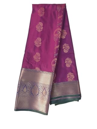Pure Handloom Katan Silk Saree With Zari Butta Work And Meenakari Border