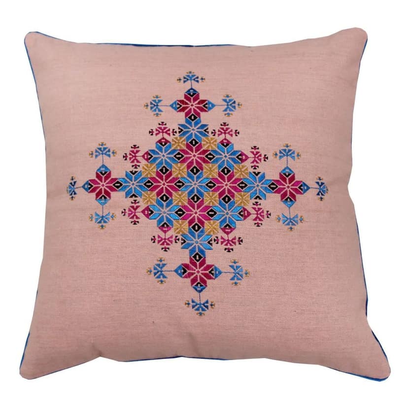 Garvi Gurjari (A Gujarat Govt Enterprise Cotton Peach Soof Embroidery Cushion Cover(GGCSCCC08)