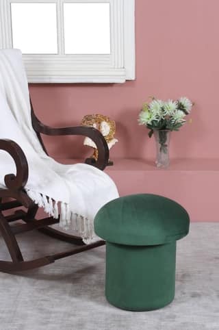 Shadowkart Pouffes Sitting Stool for Living Room, Make up Table Mudda Puffy Wooden Ottoman Stools, Pouffe Footstool, Poof for Room Decoration & Dressing Table, 16x11x14 Inch