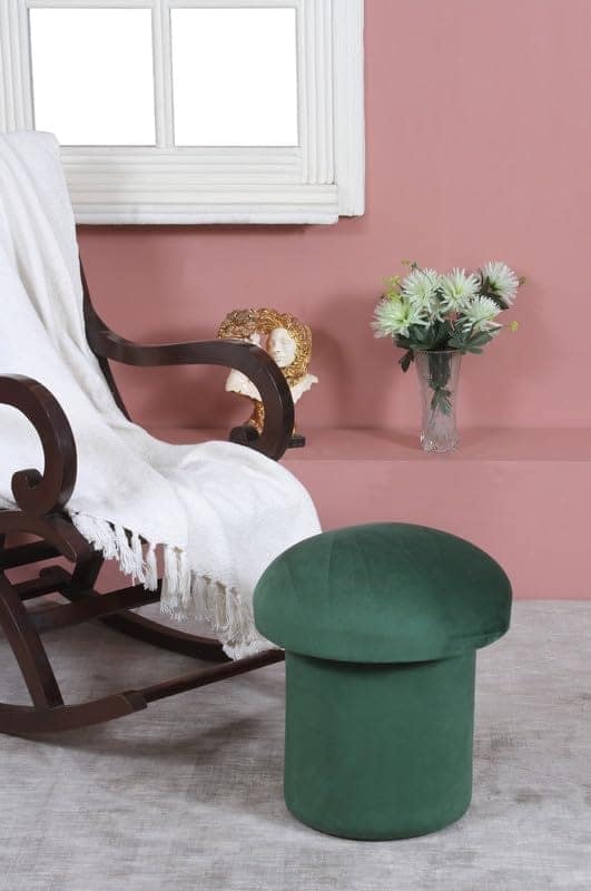 Shadowkart Pouffes Sitting Stool for Living Room, Make up Table Mudda Puffy Wooden Ottoman Stools, Pouffe Footstool, Poof for Room Decoration & Dressing Table, 16x11x14 Inch