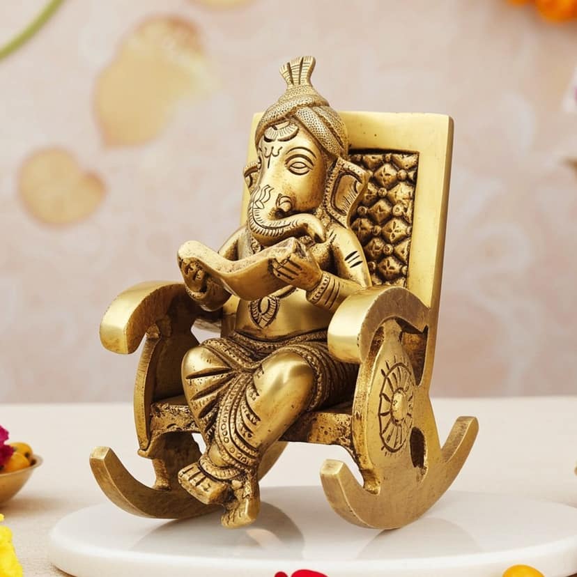 Brass Showpiece Ganesh Ji God Idol Statue (BSMAS1262 C)