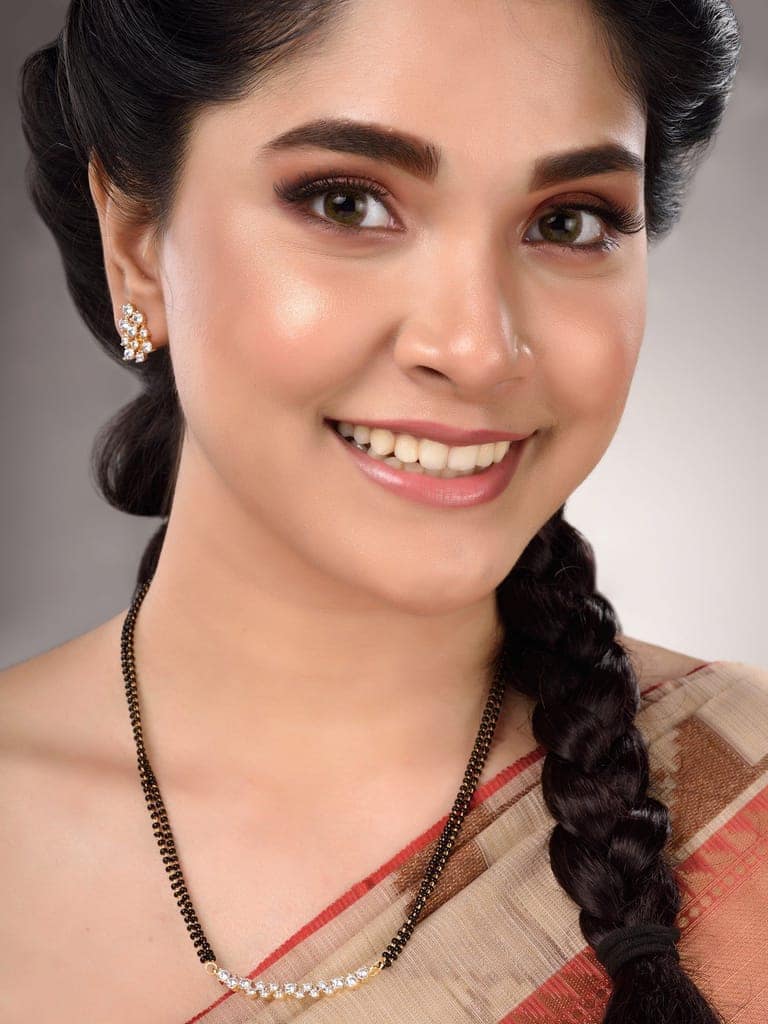 Gold Plated White AD Studded Mangalsutra Earrings view 4