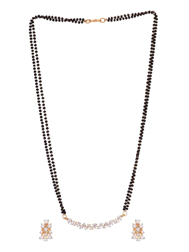 Gold Plated White AD Studded Mangalsutra Earrings view 5