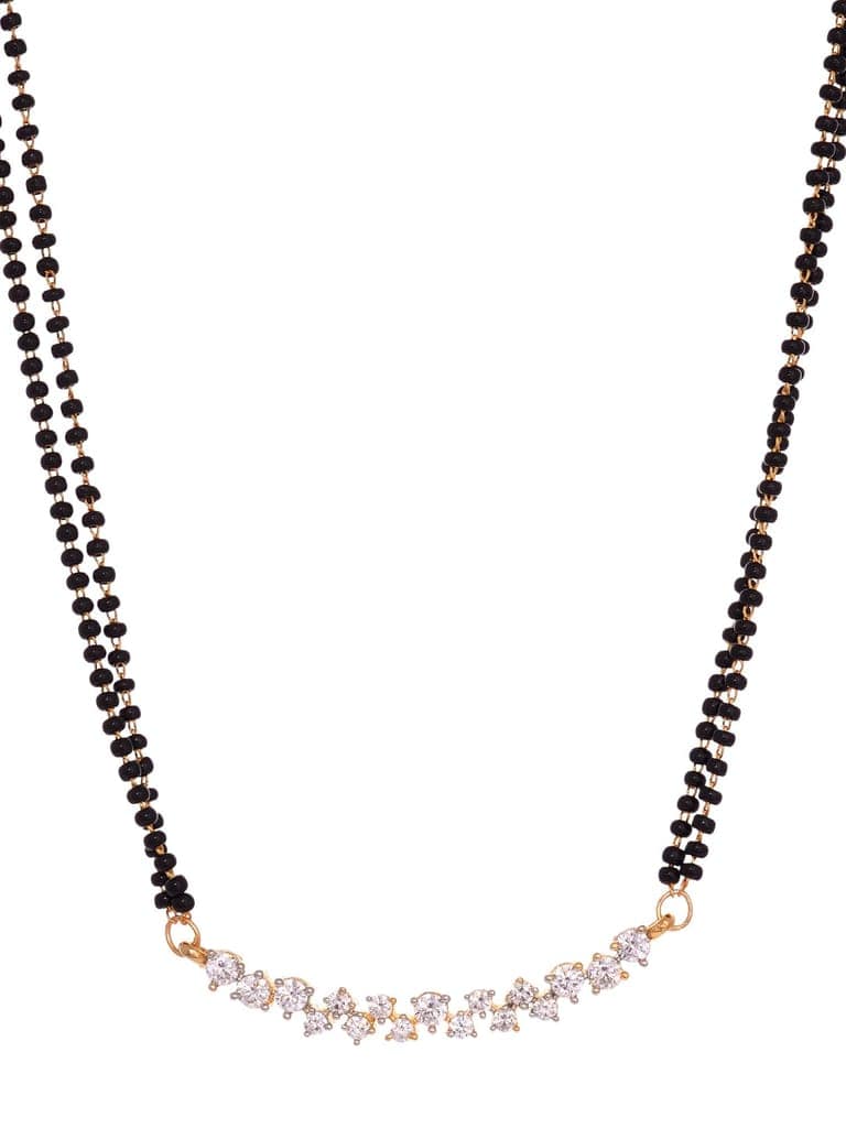 Gold Plated White AD Studded Mangalsutra Earrings view 6