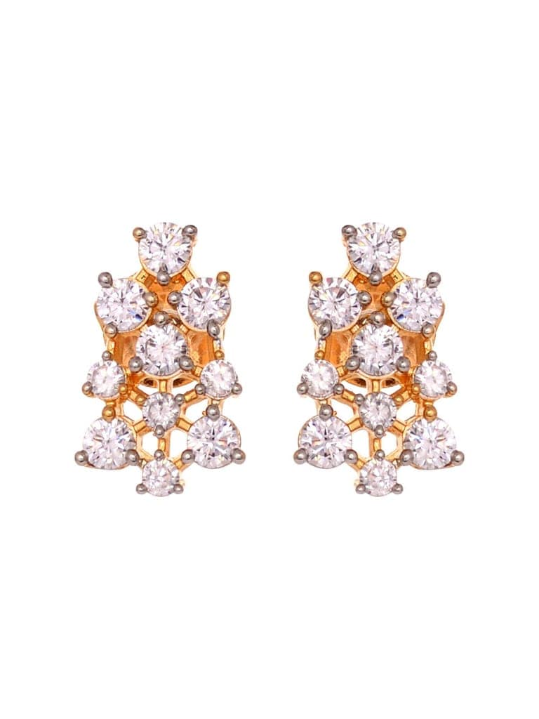 Gold Plated White AD Studded Mangalsutra Earrings view 7