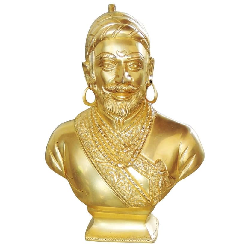Brass Chhatrapati Shivaji Maharaj Showpiece - Handcrafted Historical Idol, Height : 9 Inch (BSMAS1024 C) view 2