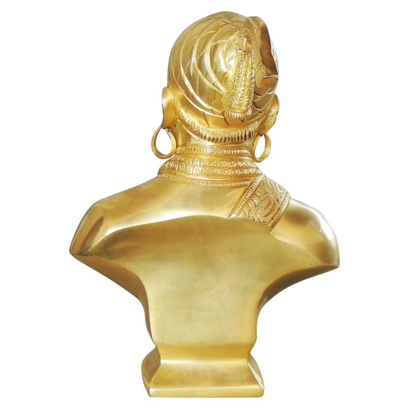 Brass Chhatrapati Shivaji Maharaj Showpiece - Handcrafted Historical Idol, Height : 9 Inch (BSMAS1024 C) view 3